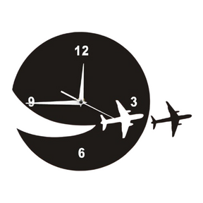 Time Flies 3D Wall Clock / Black / Golden / Silver / 30 x 30 CM