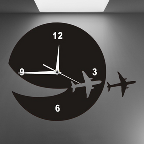 Time Flies 3D Wall Clock / Black / Golden / Silver / 30 x 30 CM