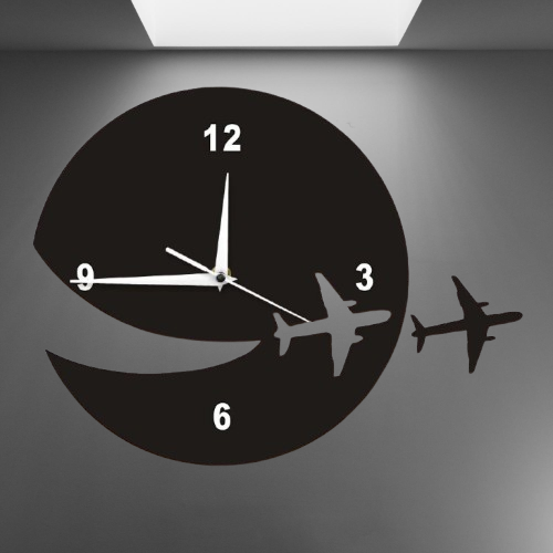 Time Flies 3D Wall Clock / Black / Golden / Silver / 30 x 30 CM