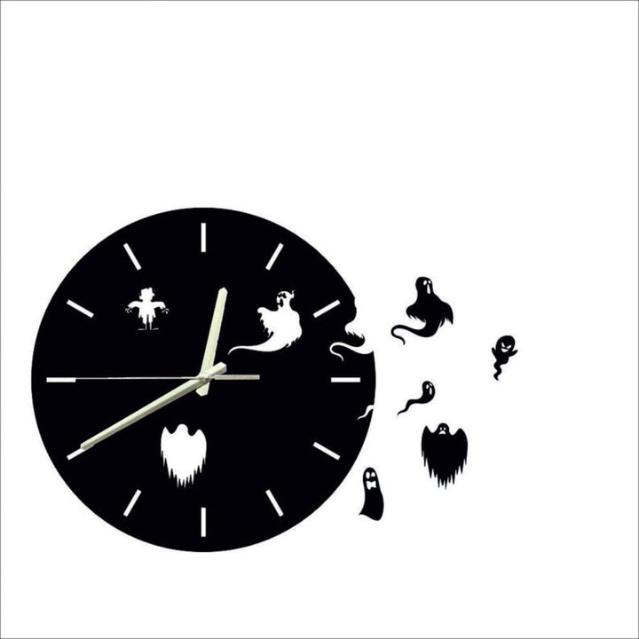 Halloween Ghosts 3D Wall Clock / Black / Golden / Silver / 60 x 60 CM