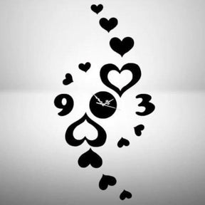 Cut Heart-shaped Wall Sticker Wall Clock / Black / Golden / Silver / 30 x 30 CM