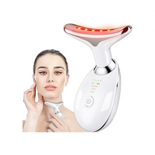 Face & Neck Massager Against Wrinkles, Face Beauty Device with 3 Modes, 45°C V Face Beauty Meter Face Device for Skin Tightening & Lifting EMS Face Massage for Women V Shape Face Device