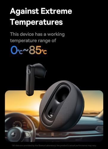 Baseus C-Mic CM10 Wireless Bluetooth 5.3 Earphone for Car – Solar Charging, In-Ear Detection, Vibration Connection, Noise Reduction, 45-50 hours Playtime Single-Ear Earbud (Black)