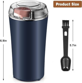 Coffee Grinder Electric, Spice Grinder, Coffee Bean Herb Grinder with Integrated Brush Spoon, One-touch Push-Button Stainless Steel Grinding for Herb Peanut Grains Beans