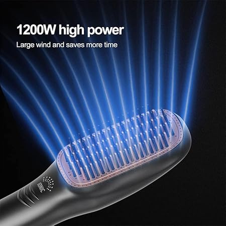 Negative Ion Hot Air Brush Anti-Scald Straightener Curler Comb Styler 3-Gears Electric Hair Dryer Brush Wet & Dry Use