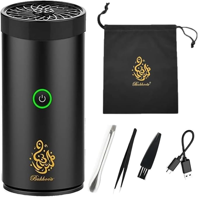 متجر ليدي ستايل Electric Bukhoor Burner for Car Usb Type-C Power Electrical Bakhoor Burner for Home Rechargeable Electric Mini Portable Incense Burners, Black