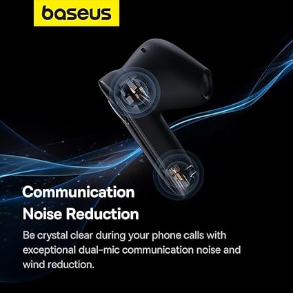 Baseus C-Mic CM10 Wireless Bluetooth 5.3 Earphone for Car – Solar Charging, In-Ear Detection, Vibration Connection, Noise Reduction, 45-50 hours Playtime Single-Ear Earbud (Black)