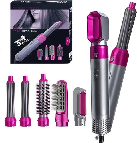 5 in 1 Hair Dryer Hot Comb Set Hair Curler Wet Dry Professional Curling Iron Hair Straightener Styling Tool Hair Dryer Household