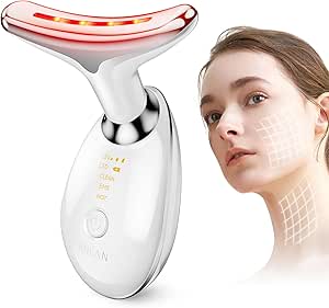 Face & Neck Massager Against Wrinkles, Face Beauty Device with 3 Modes, 45°C V Face Beauty Meter Face Device for Skin Tightening & Lifting EMS Face Massage for Women V Shape Face Device