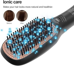 Negative Ion Hot Air Brush Anti-Scald Straightener Curler Comb Styler 3-Gears Electric Hair Dryer Brush Wet & Dry Use