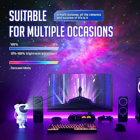 Star Projector Galaxy Night Light - Astronaut Starry Nebula Ceiling LED Lamp with Timer and Remote, Gift for Kids, Adults for Bedroom, Christmas, Birthdays, Valentine's Day etc