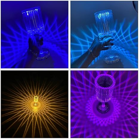 Light Luxury Led Crystal Table Lamp Touch Charge Projection Night Light