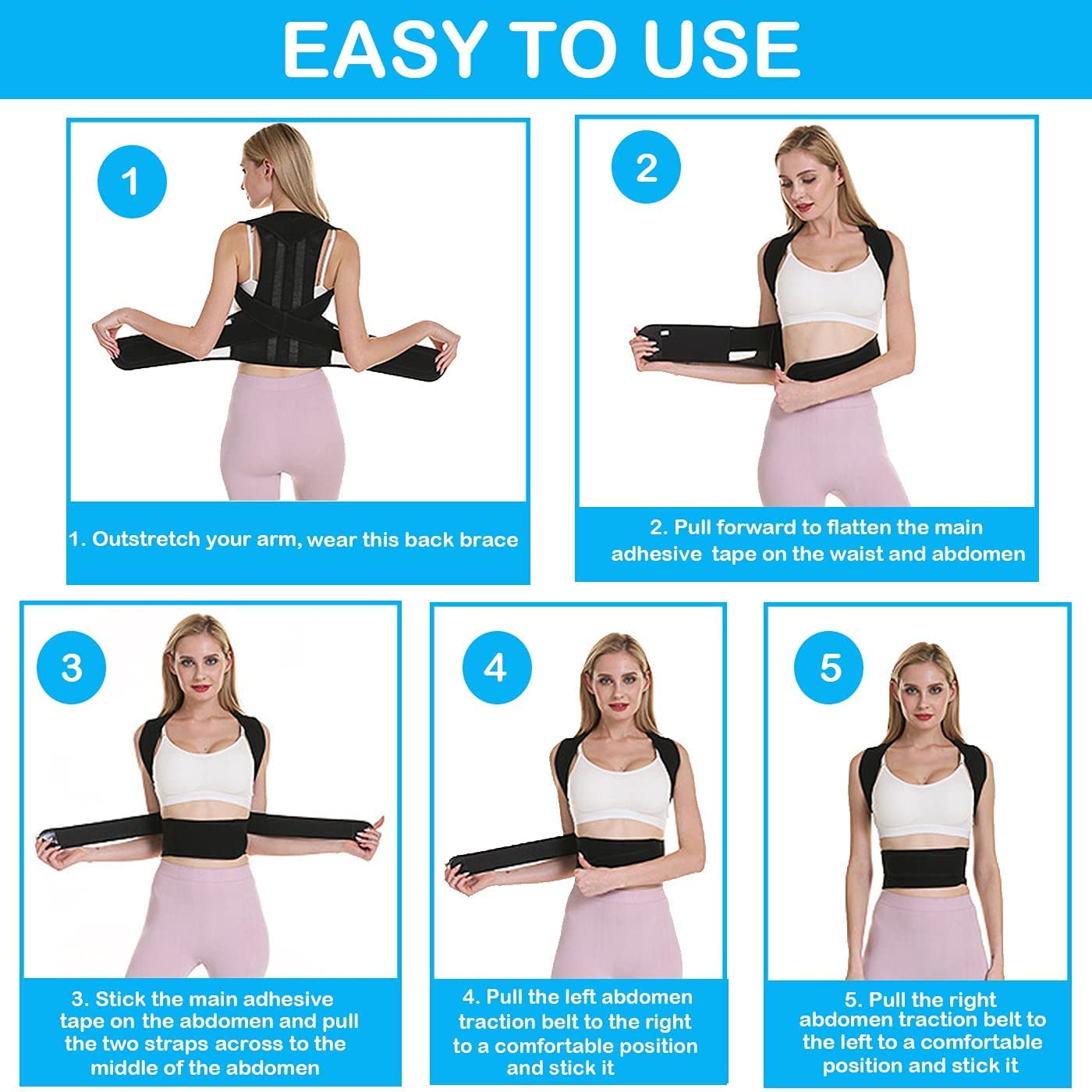 Posture Corrector for Men and Women, Back Corrector, unisex, Back Support Straightener, Prevent Scoliosis, Improve Hunchback, Relieve Neck Shoulder Back Pain, Adjustable Upper Back Brace