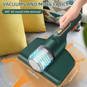 Bed Vacuum Cleaner,Handheld UV Mattress Vacuum Cleaner,Wireless Mite Remover Cleaning Machine,Bed Dust Vacuum Machine Effectively Clean Up Bed, Pillows, Cloth Sofas, and Carpets, Green