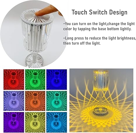 Light Luxury Led Crystal Table Lamp Touch Charge Projection Night Light