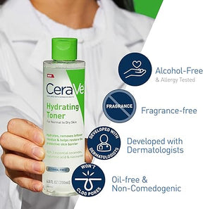 CeraVe Moisturizing Face Toner Alcohol Free with Hyaluronic Acid, Niacinamide & Ceramides for Sensitive Dry Skin, Fragrance Free, Non-Comedogenic, Full Size, 20ml