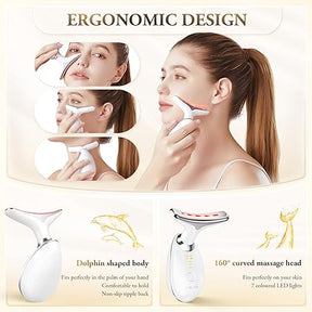 Face & Neck Massager Against Wrinkles, Face Beauty Device with 3 Modes, 45°C V Face Beauty Meter Face Device for Skin Tightening & Lifting EMS Face Massage for Women V Shape Face Device