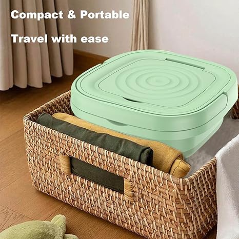 Folding Washing Machine Mini Automatic Clothes Washing Machine Portable Lightweight Underwear Washer for Travel Camping Apartment Laundry