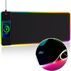 Mouse Pad,31x14in RGB Large Extended Gaming Mouse Pad, PD Fast Wireless Charging Mouse Mat