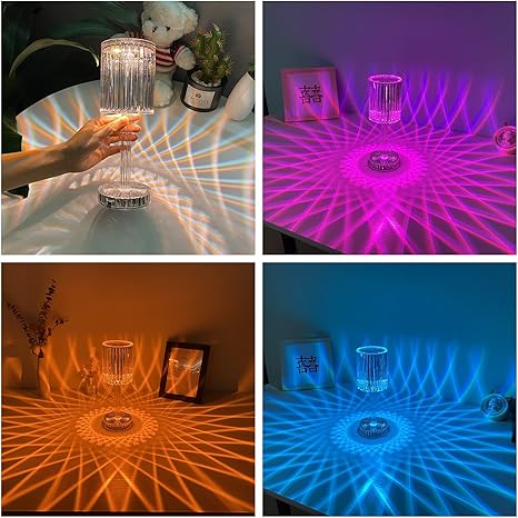 Light Luxury Led Crystal Table Lamp Touch Charge Projection Night Light