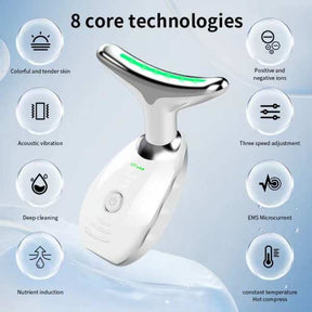 Face & Neck Massager Against Wrinkles, Face Beauty Device with 3 Modes, 45°C V Face Beauty Meter Face Device for Skin Tightening & Lifting EMS Face Massage for Women V Shape Face Device