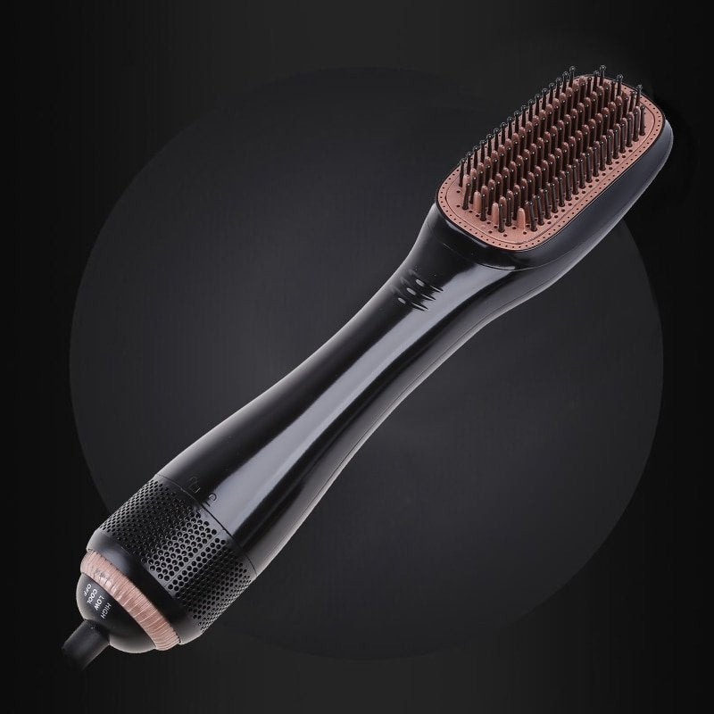 Negative Ion Hot Air Brush Anti-Scald Straightener Curler Comb Styler 3-Gears Electric Hair Dryer Brush Wet & Dry Use