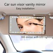 Car Visor Vanity Mirror, Car Makeup Mirror with 60 LED Lights, Car Cosmetic Mirror with Built-in Battery, Rechargeable Touch Screen LED Makeup Travel Mirror,3 Light Mode Dimmable (with Battery