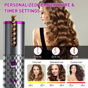 Automatic Curling Iron; Cordless Curling Iron With 6 Temperatures And Timer; Cordless Portable Curling Iron