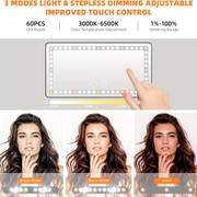 Car Visor Vanity Mirror, Car Makeup Mirror with 60 LED Lights, Car Cosmetic Mirror with Built-in Battery, Rechargeable Touch Screen LED Makeup Travel Mirror,3 Light Mode Dimmable (with Battery